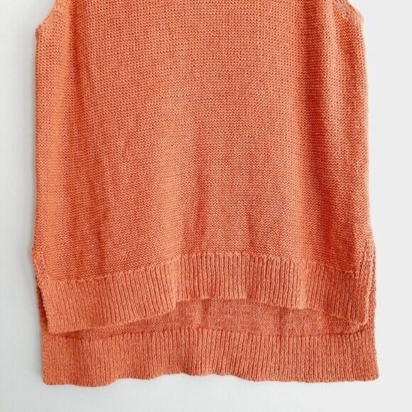 LOU & GREY Linen Cotton Blend Knit Sleeveless Shell Top Hi-Low Hem Sz L - Picture 4 of 8